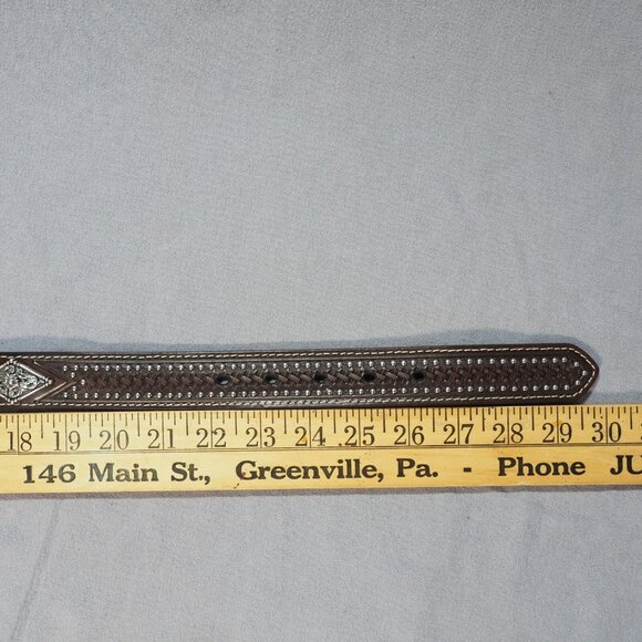 Ariat Belt Womens 24 Brown Leather Tooled Studded Diamond Concho Western Snap - Picture 10 of 13